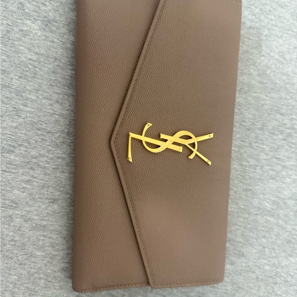 Saint Laurent Brown Wallet with Gold Logo